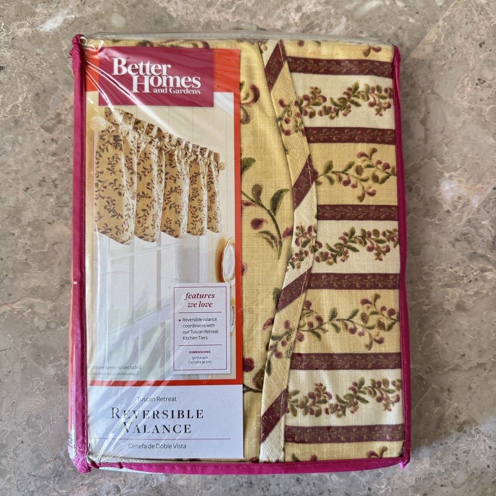 Better Homes and Garden Tuscan Retreat Valance Reversible Cotton 50" x 14" NEW